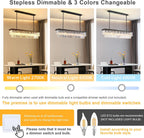 Rectangular Luxe Glass Chandelier — 47" - View 3