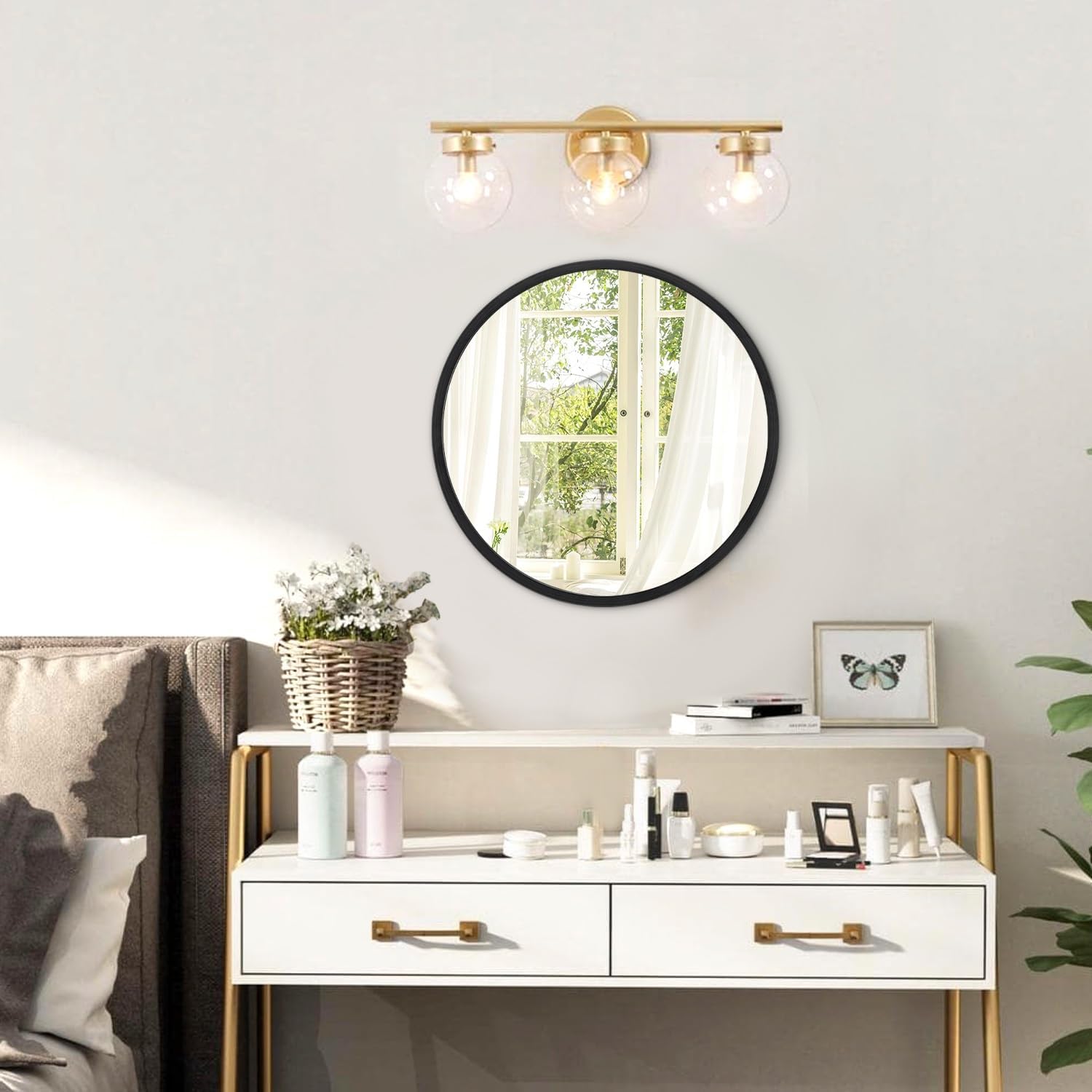 Round Black Wall Mirror — 12" - View 4