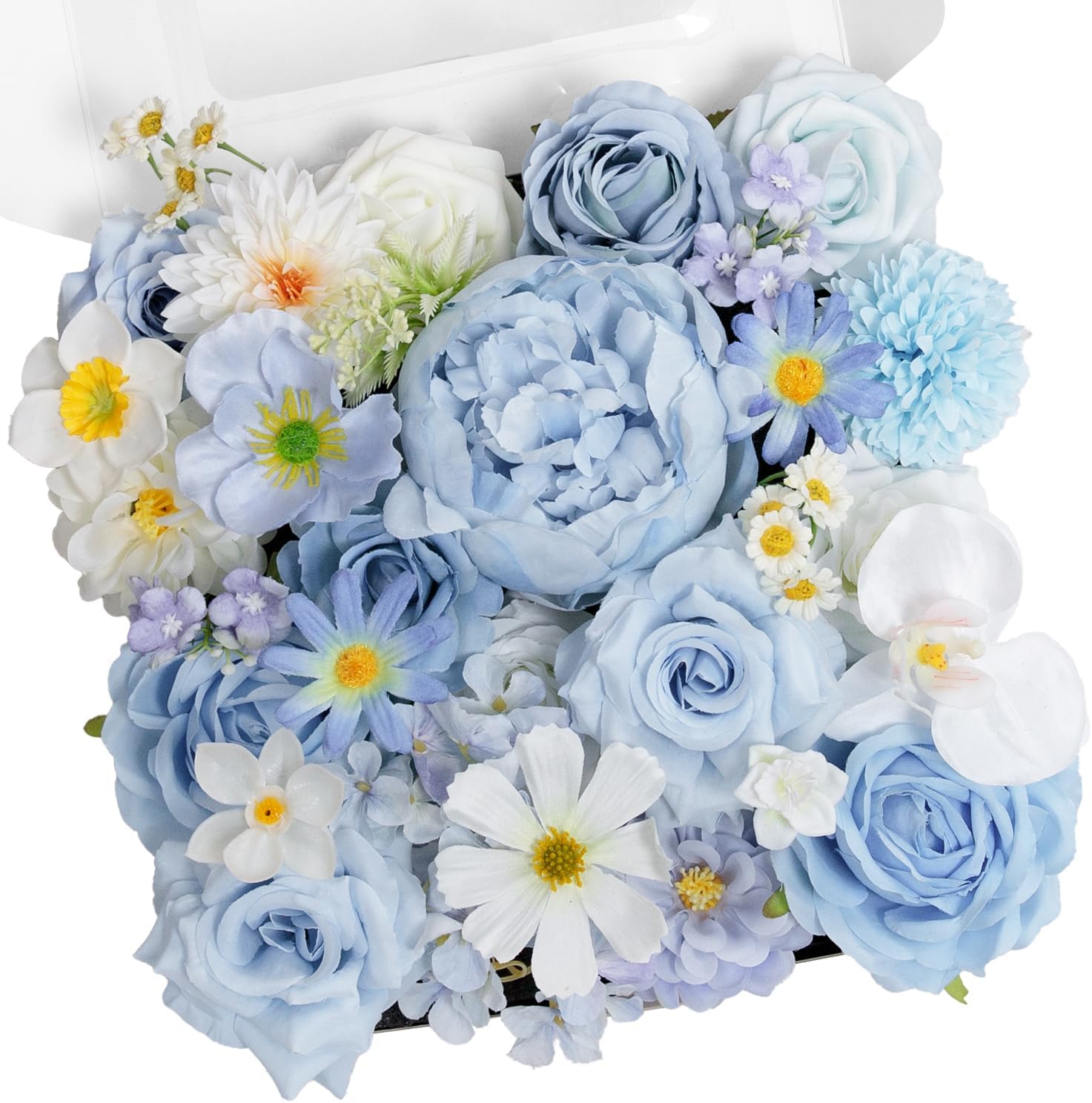 Black Artificial Flowers — Light Blue