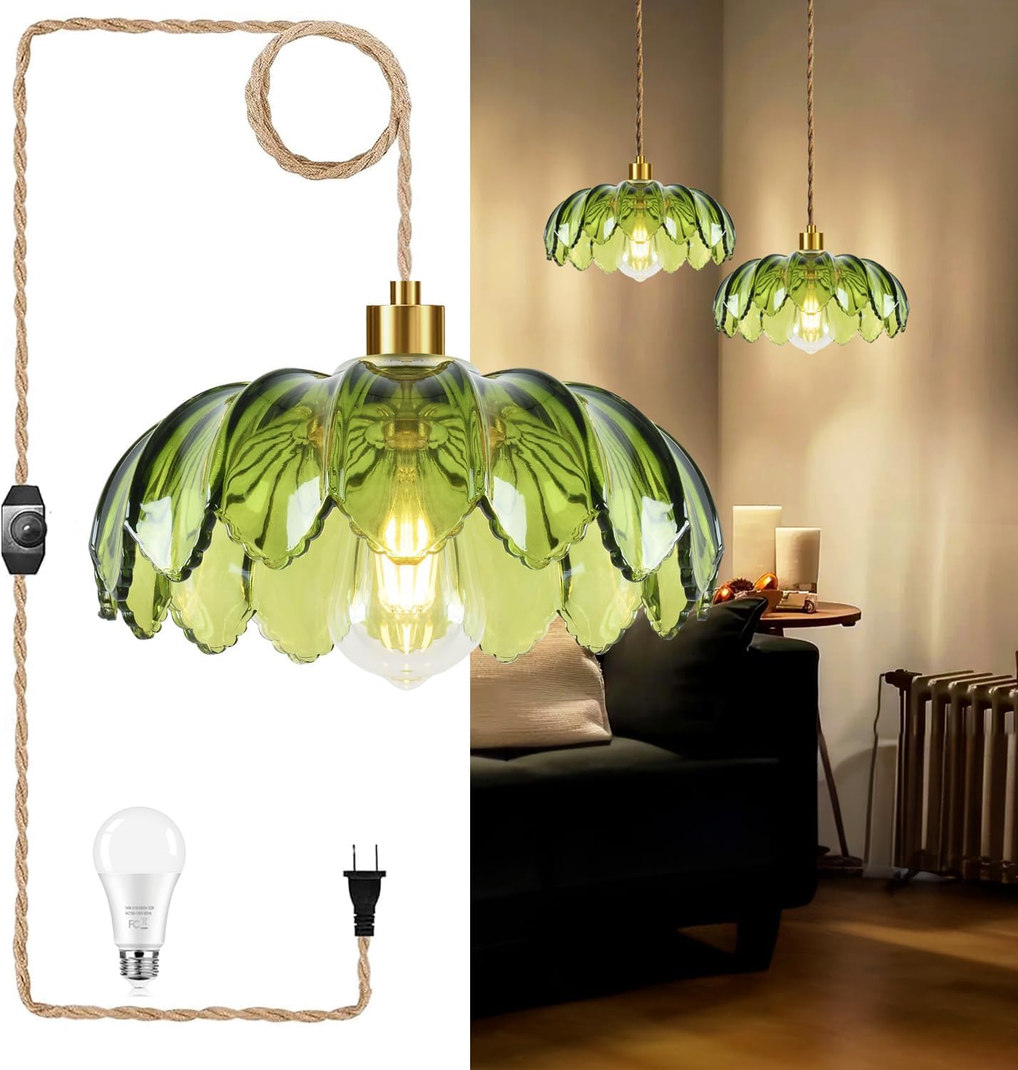 Dimmable Boho Glass Chandelier — Pendant Light-12