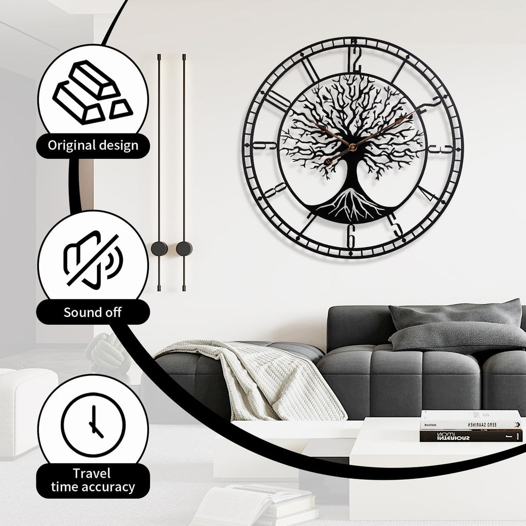 Battery Operated Mid-Century Metal Wall Clock — 24" - View 2