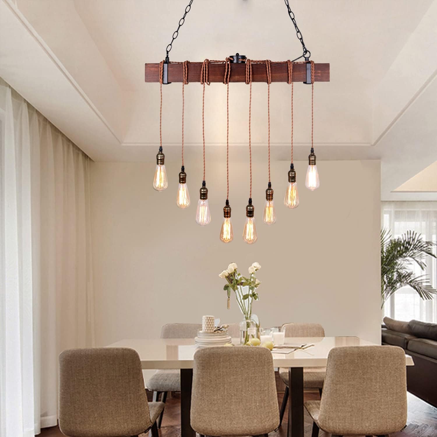 Farmhouse Wood Pendant Light - View 3