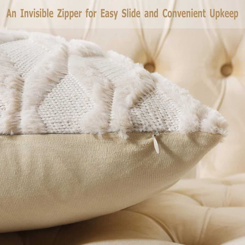Velvet Boho Beige Throw Pillow Cover — 20" - View 6