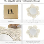 Round Boho Rattan Wall Mirror - View 6