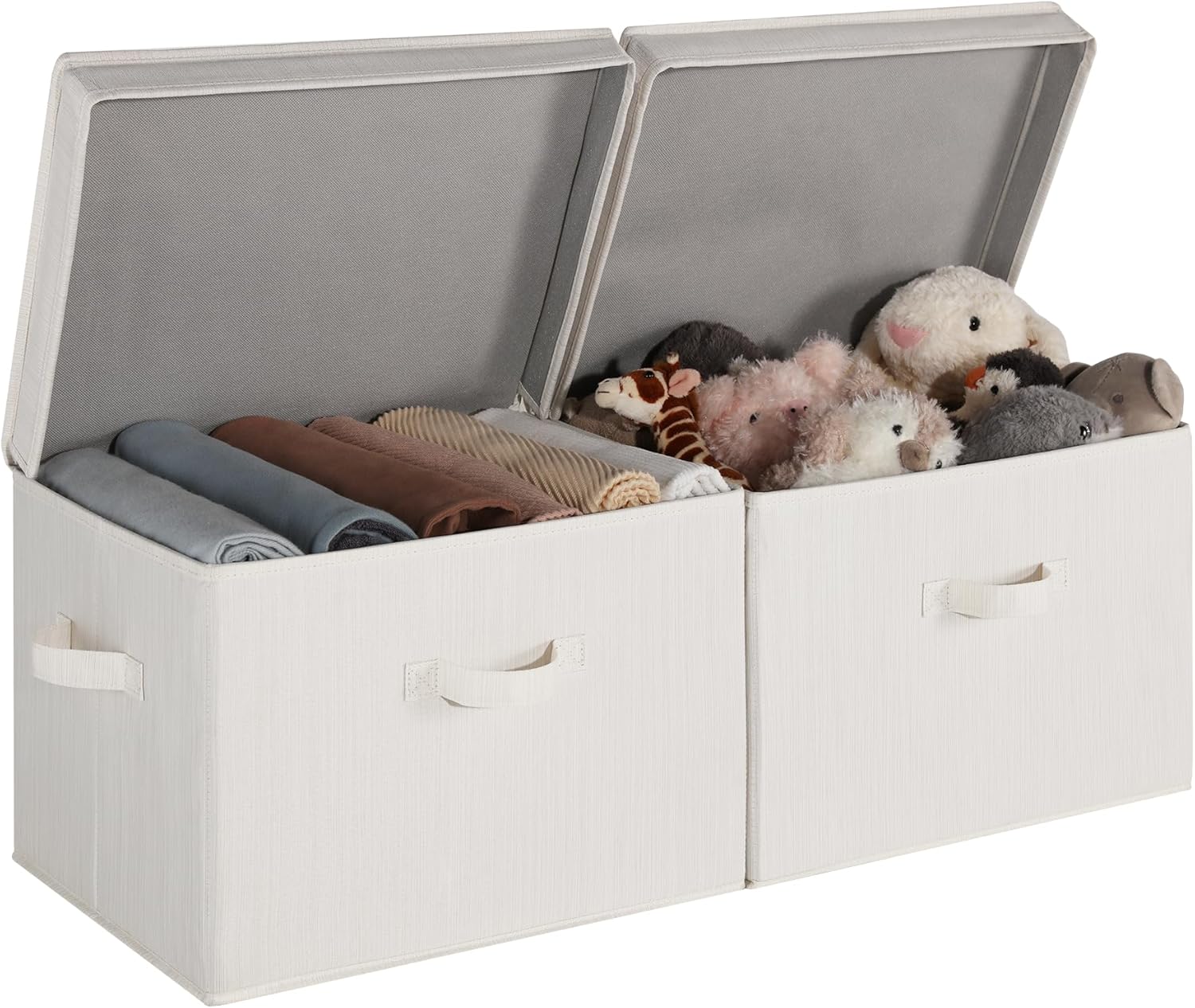 Beige Storage Bin — Beige, White & Ivory