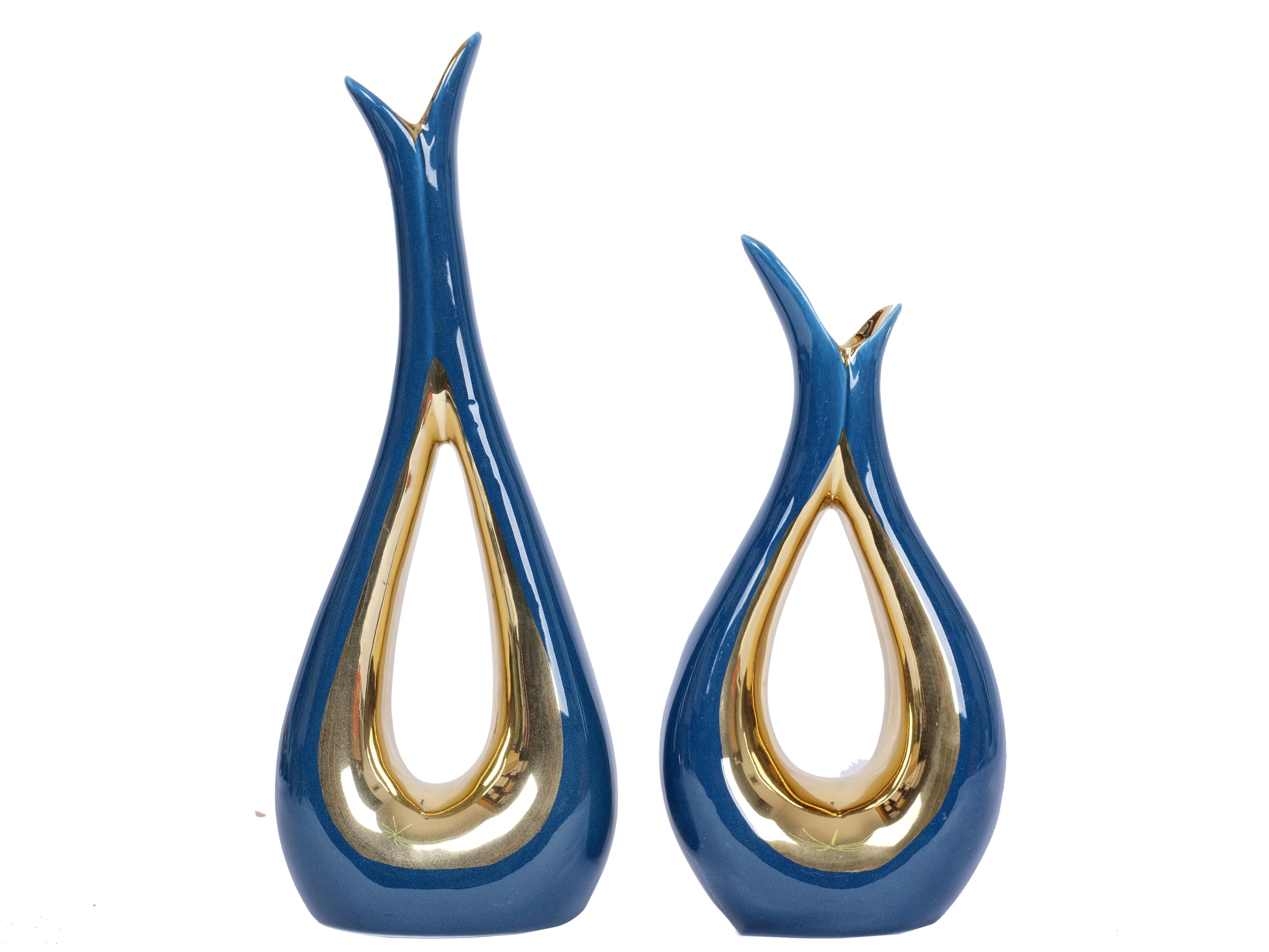 Luxe Blue Flower Vase — Set of 2