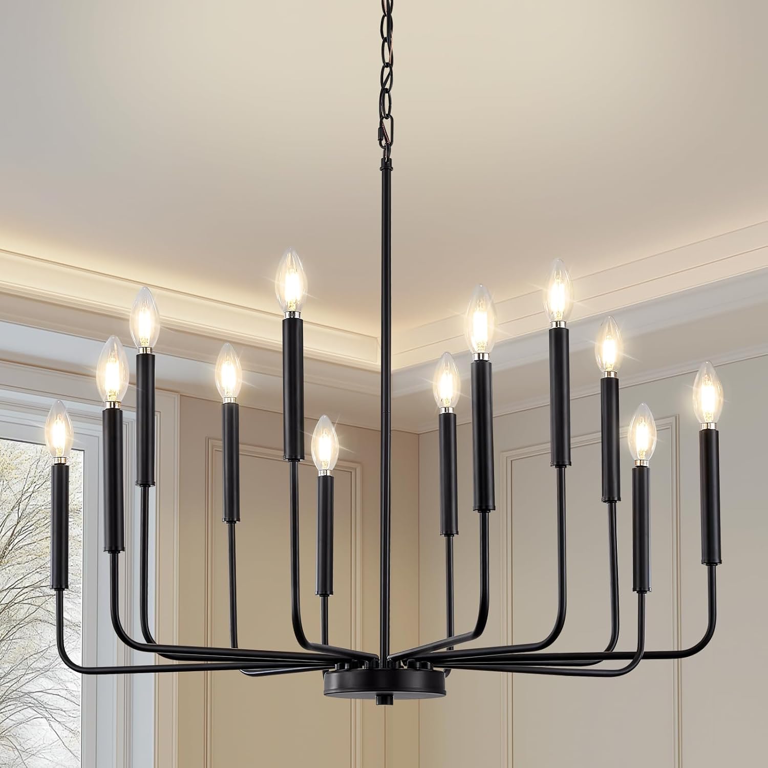 Farmhouse Black Chandelier — 6-Light — Black