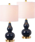 Linen Modern Black Nightstand Lamp — 20.5" — Set of 2