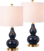 Linen Modern Black Nightstand Lamp — 20.5" — Set of 2