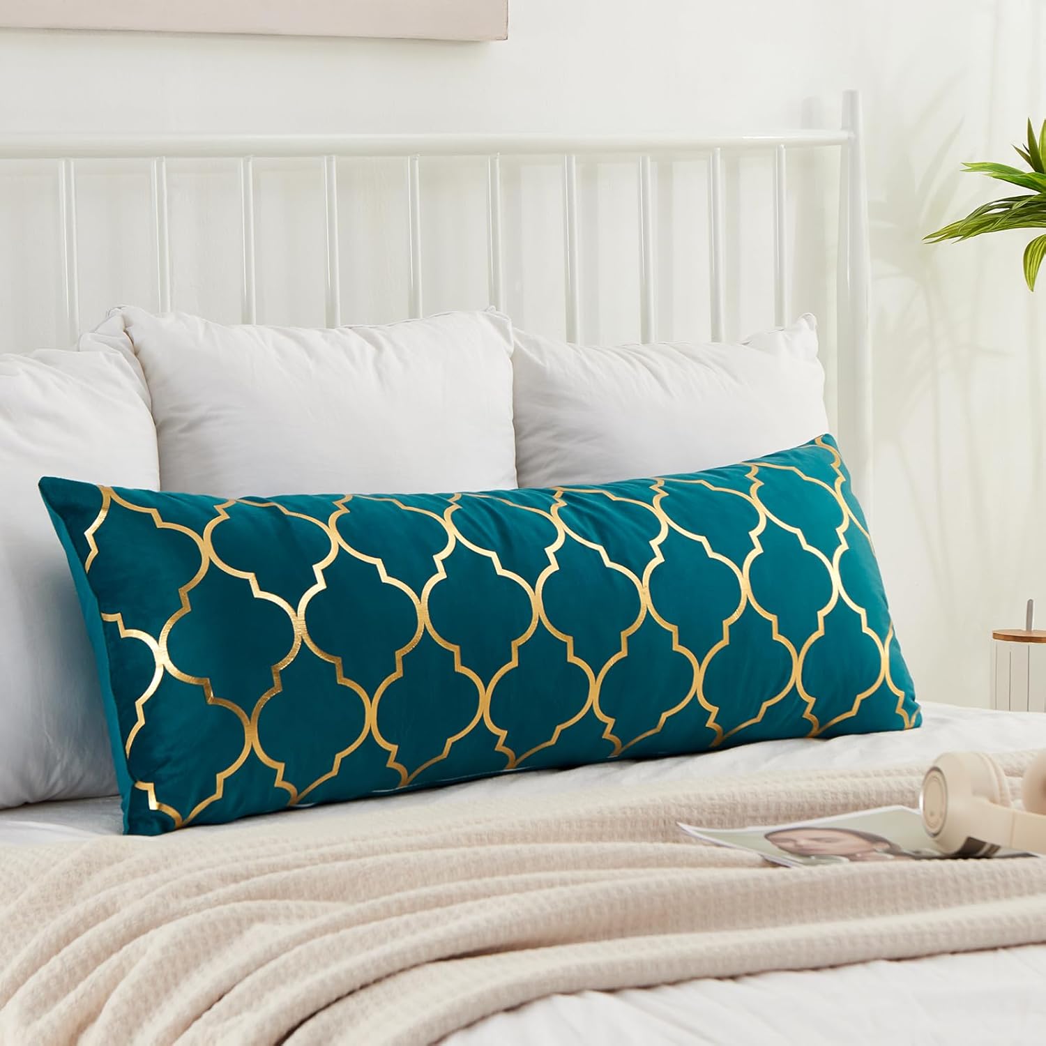 Velvet Boho Black Throw Pillow Cover — 20" — 36" x 14" (Pack of 1)
