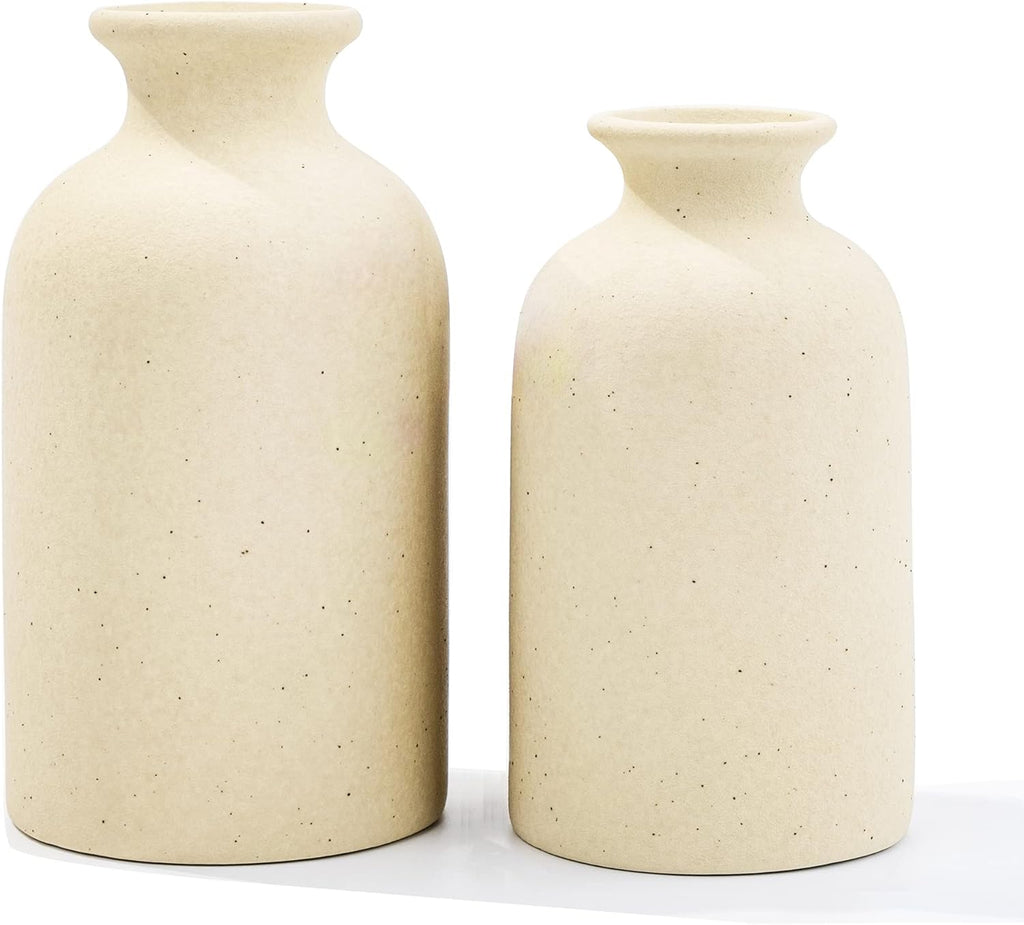 Boho Beige Vase Set — Beige Black