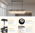 Rectangular Luxe Glass Chandelier — 47" - View 4