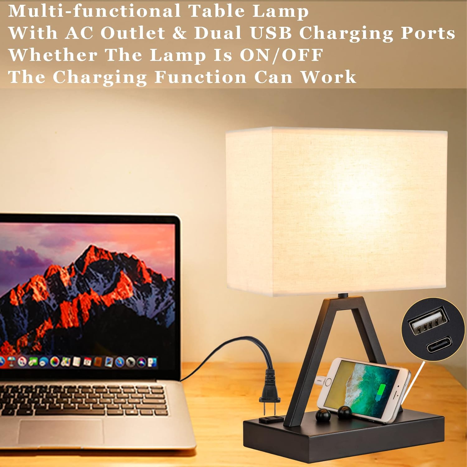 Dimmable Black Bedside Lamp - View 5