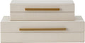 Luxe Beige Storage Basket — Set of 2 — Beige+Gold Handles