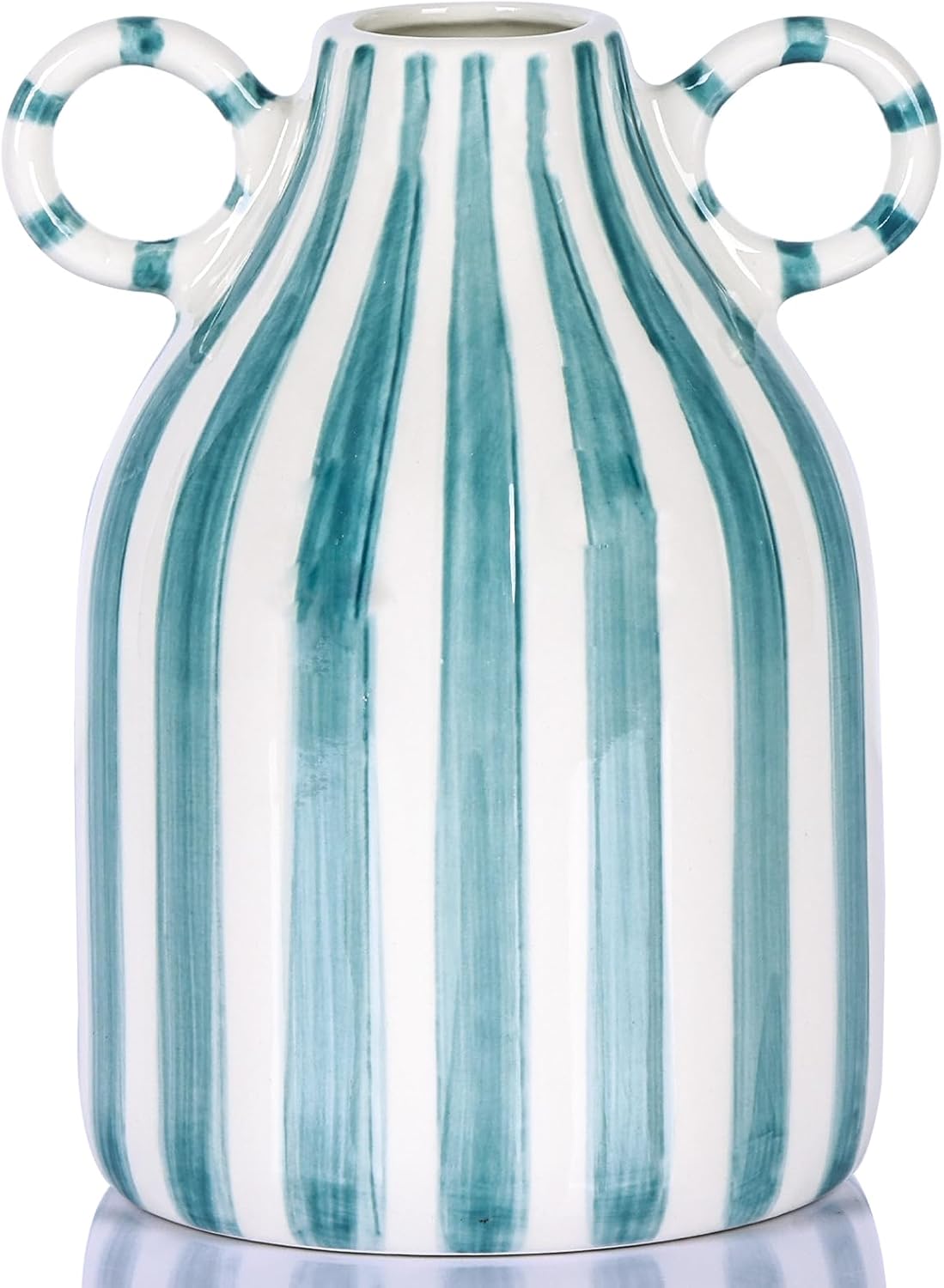 Boho Black Flower Vase — Green and White