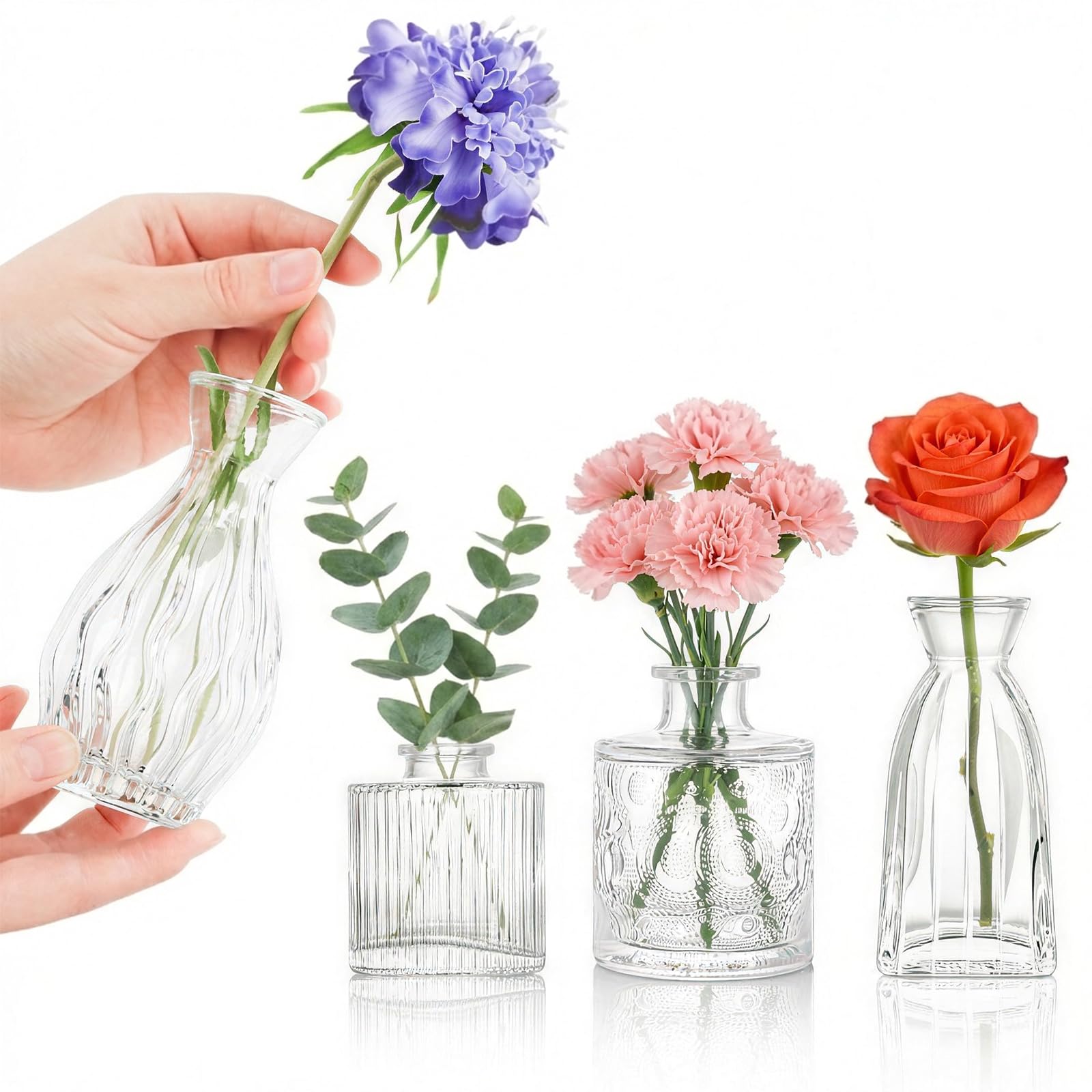 Glass Flower Vase — Set of 4