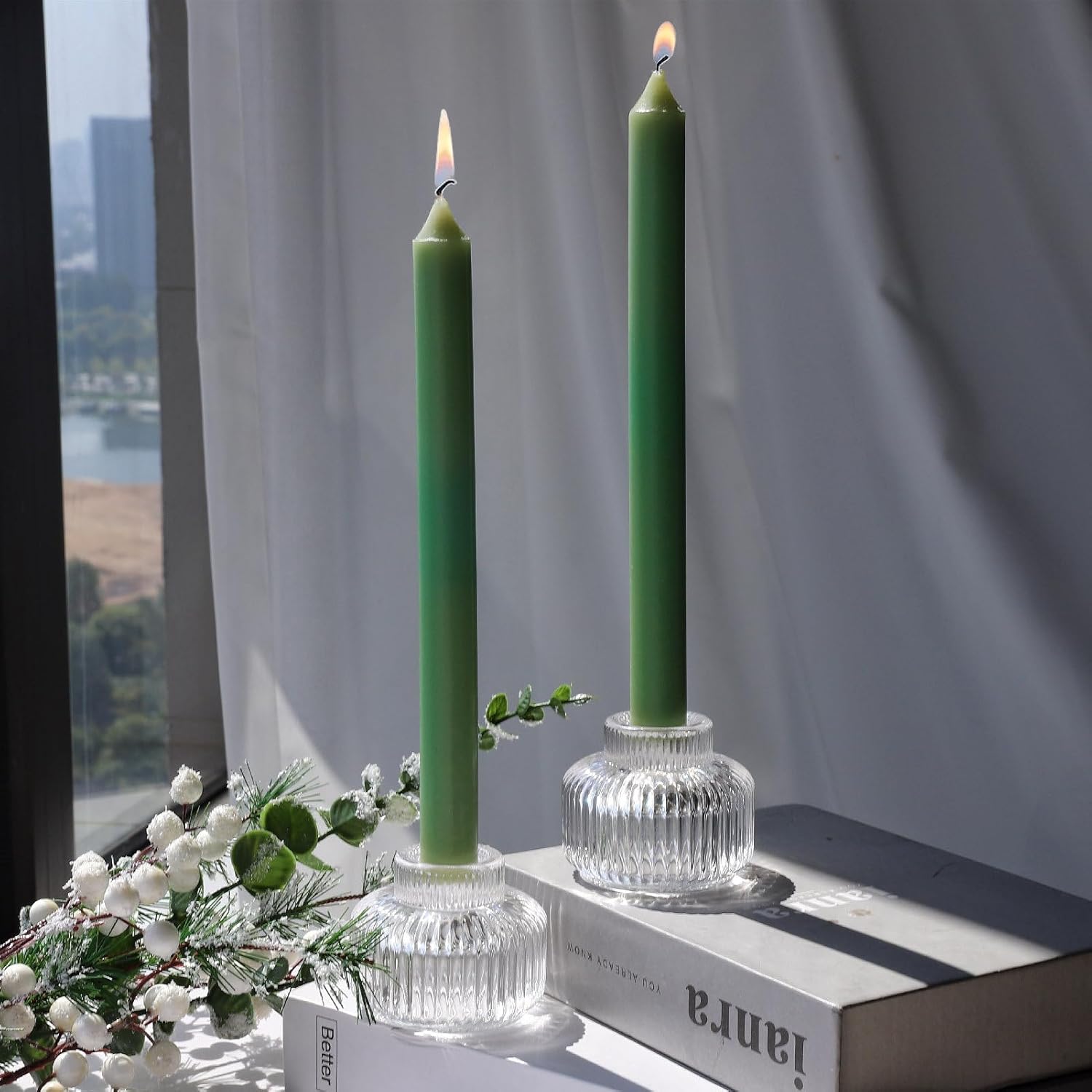 Blue Candle — Set of 4 — Clear