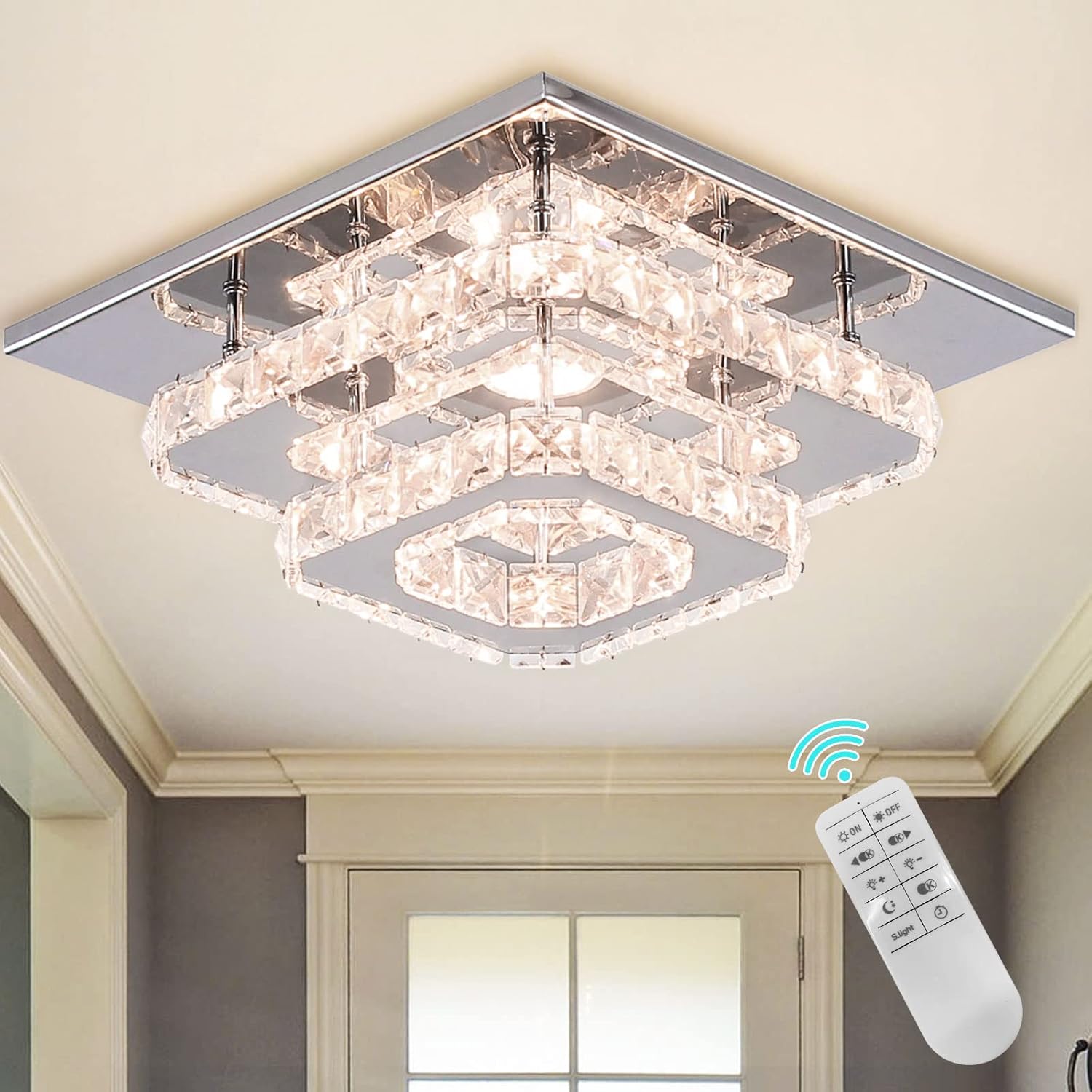 Luxe Gold Chandelier — Square Dimmable