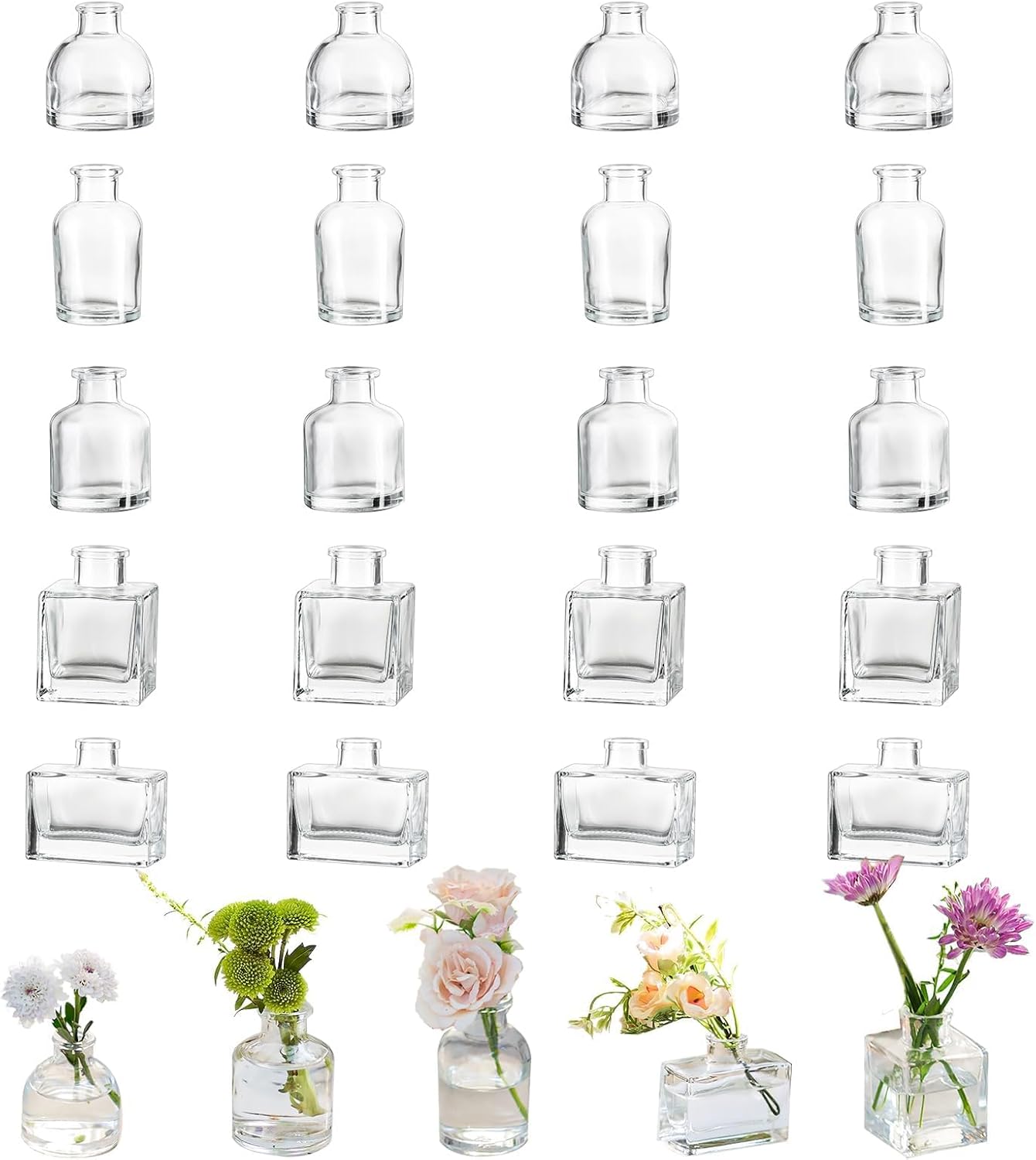 Modern Black Flower Vase — Set of 20 — 01-clear