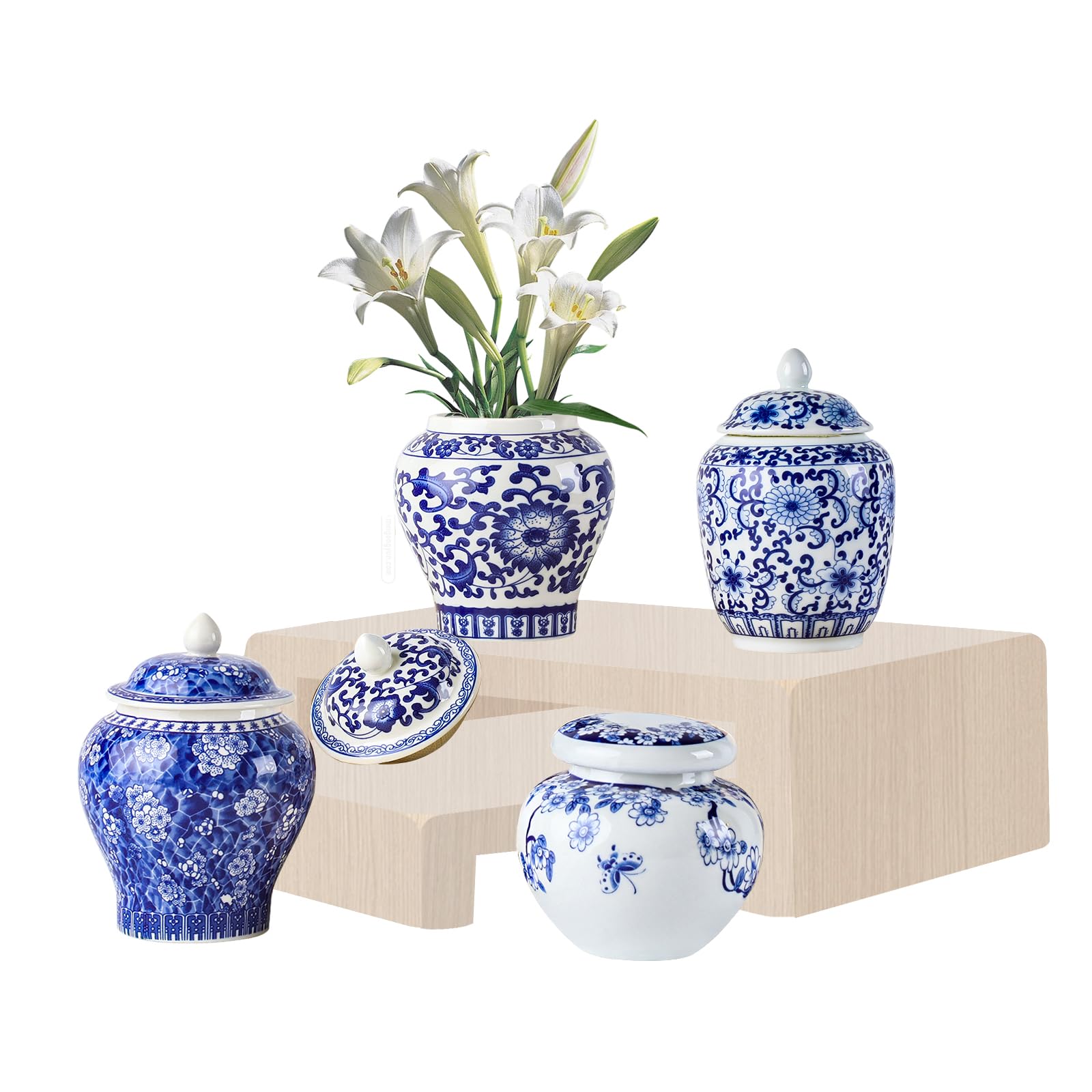 Vintage Ceramic Vase — Set of 4