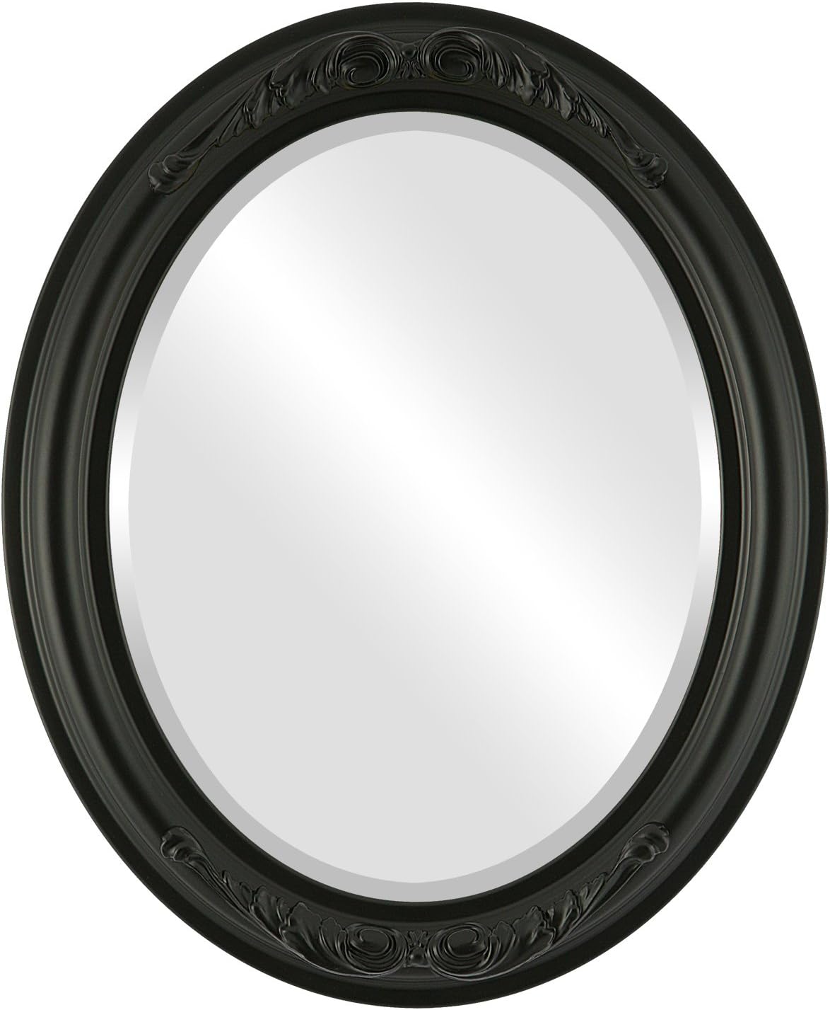 Beveled Luxe Beige Wall Mirror — 24" — Matte Black