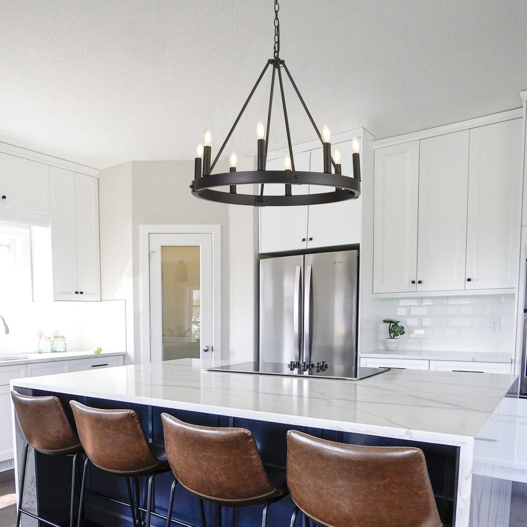 Round Farmhouse Metal Chandelier — 24" - View 9