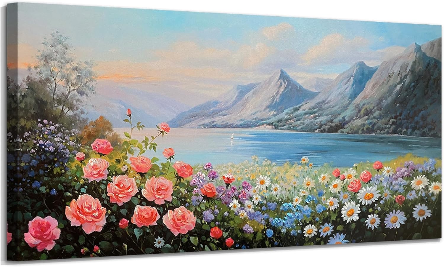 Framed Blue Canvas Wall Art — 48" — 40"L x 20"W
