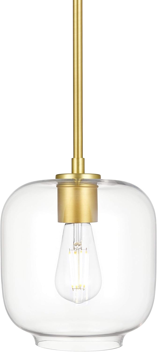 Farmhouse Black Pendant Light — Satin Brass