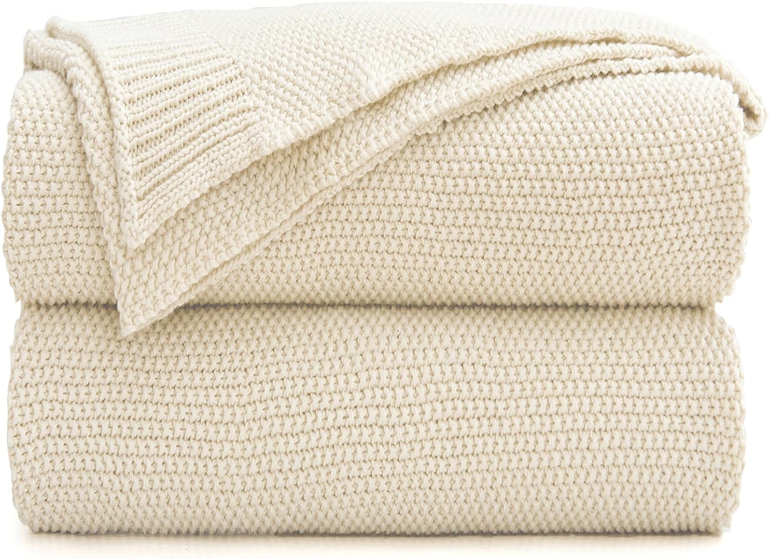 Knit Beige Throw Pillow — 60" — 60"x80"