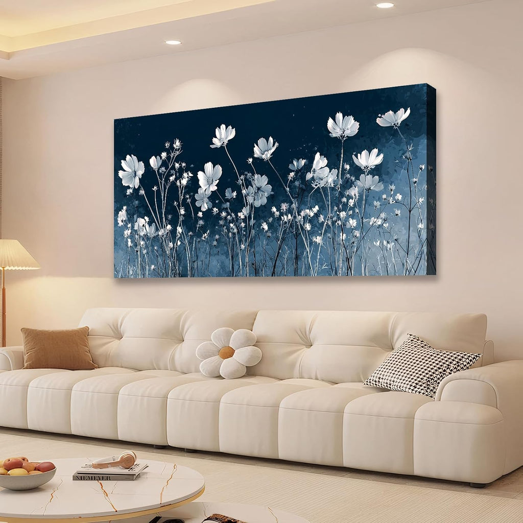 Framed Farmhouse Brown Canvas Wall Art — 40" — White Floral-2