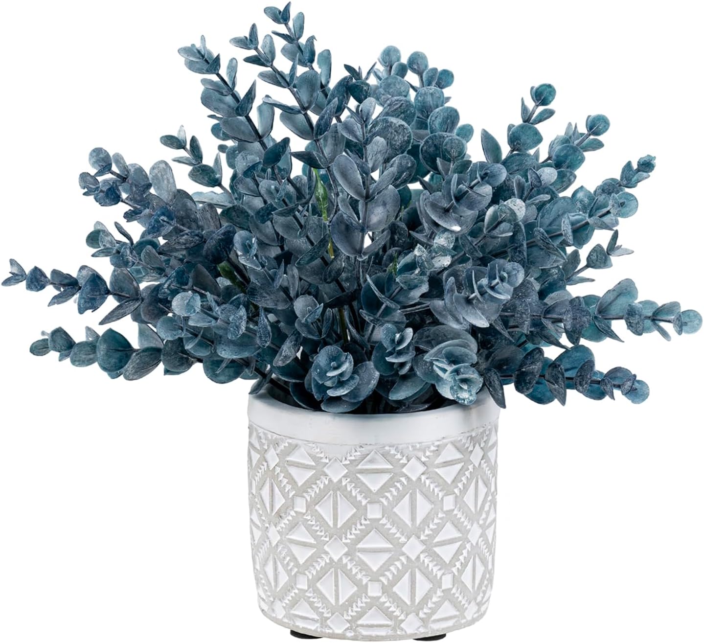 Round Modern Black Artificial Plant — Blue