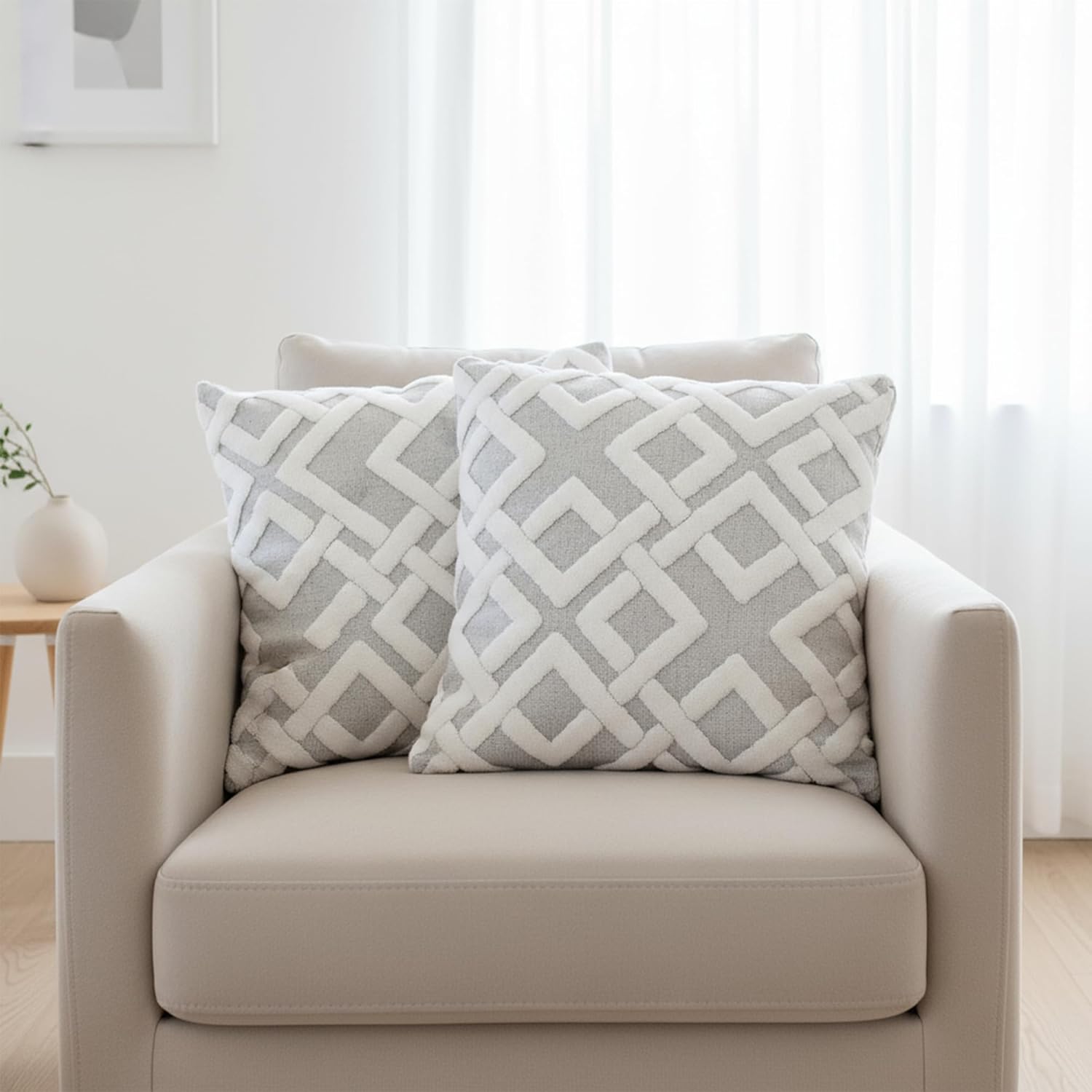 Boho Beige Throw Pillow Cover — 18" - View 6