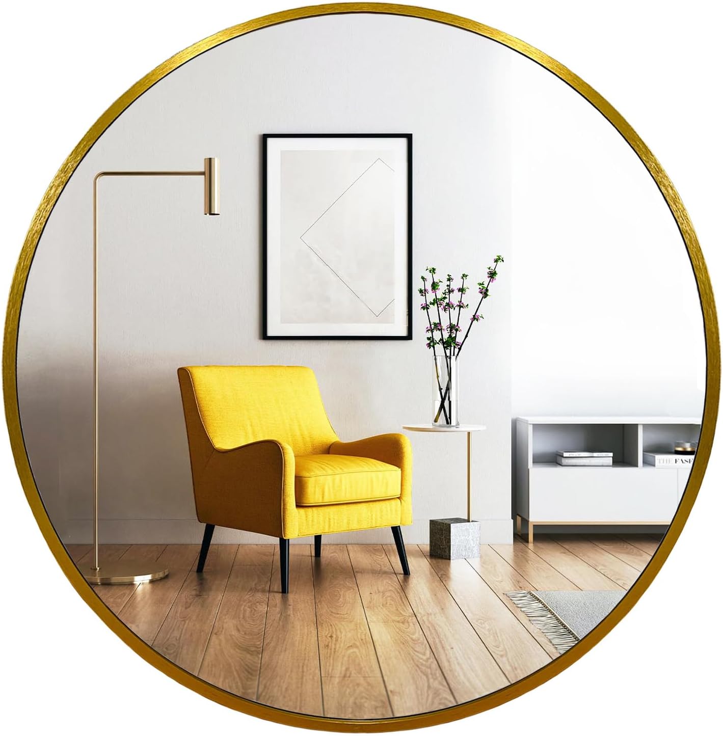 Round Farmhouse Black Wall Mirror — 24" — 24"