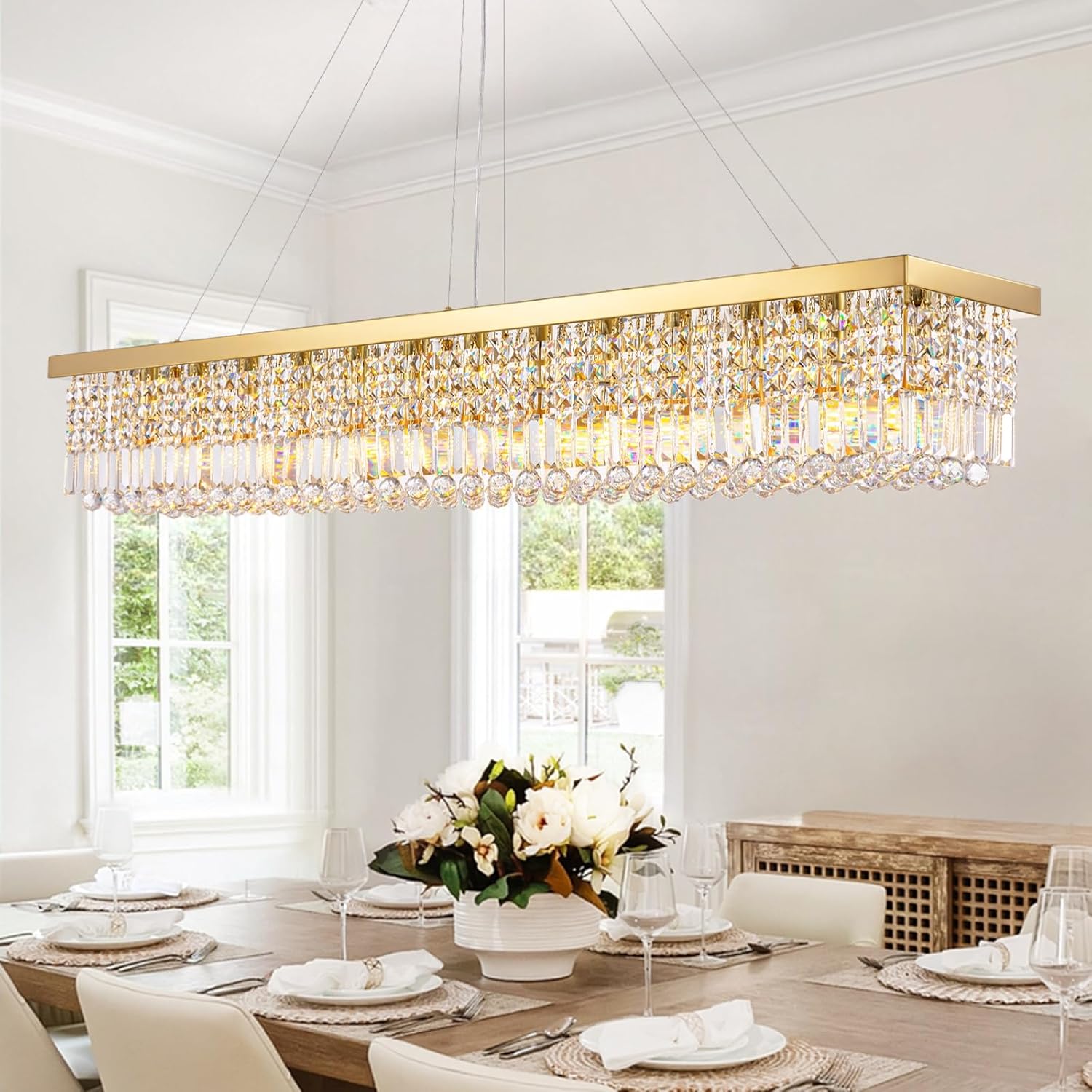 Adjustable Luxe Glass Chandelier — 6-Light — Hanging Mount
