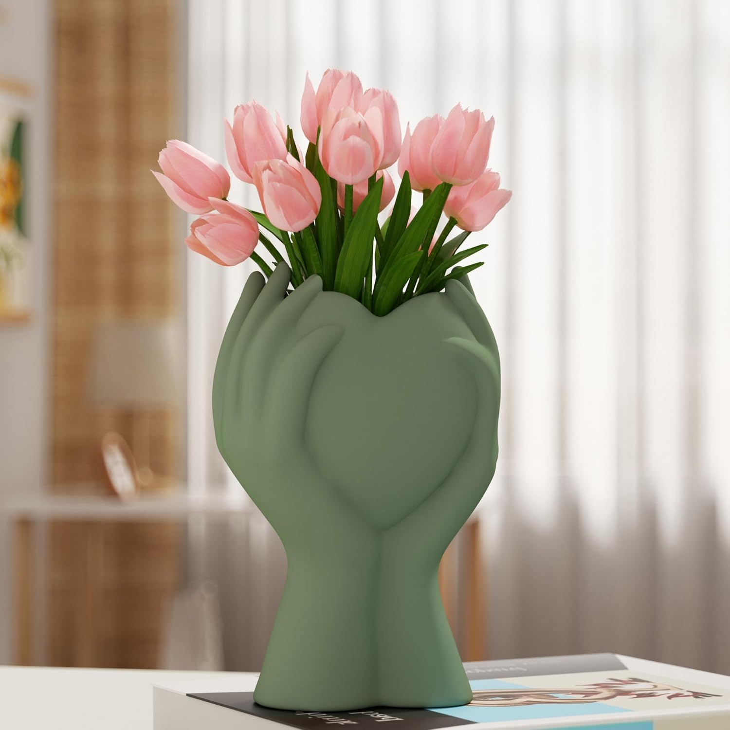 Modern Beige Flower Vase — Green