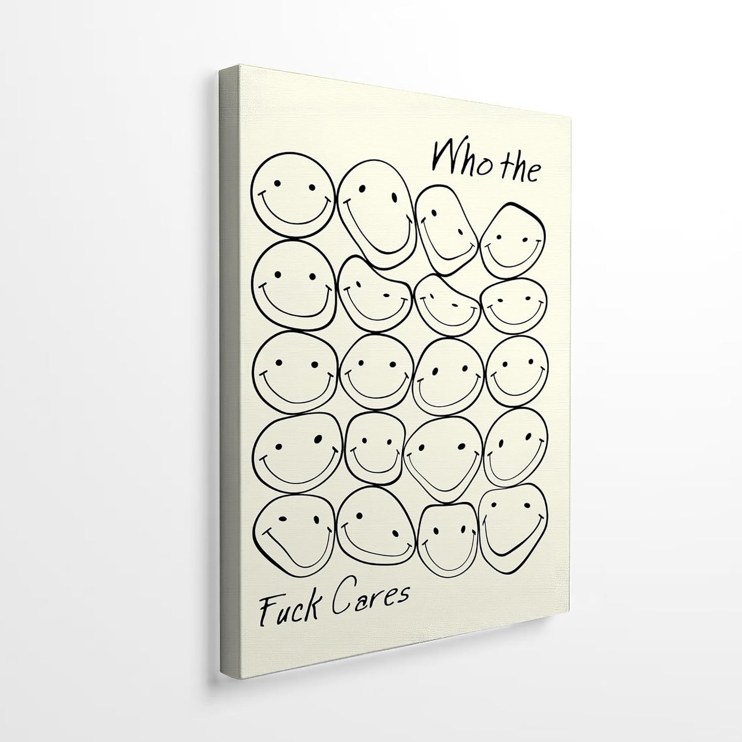 Black Canvas Wall Art — 10" — smiley face11