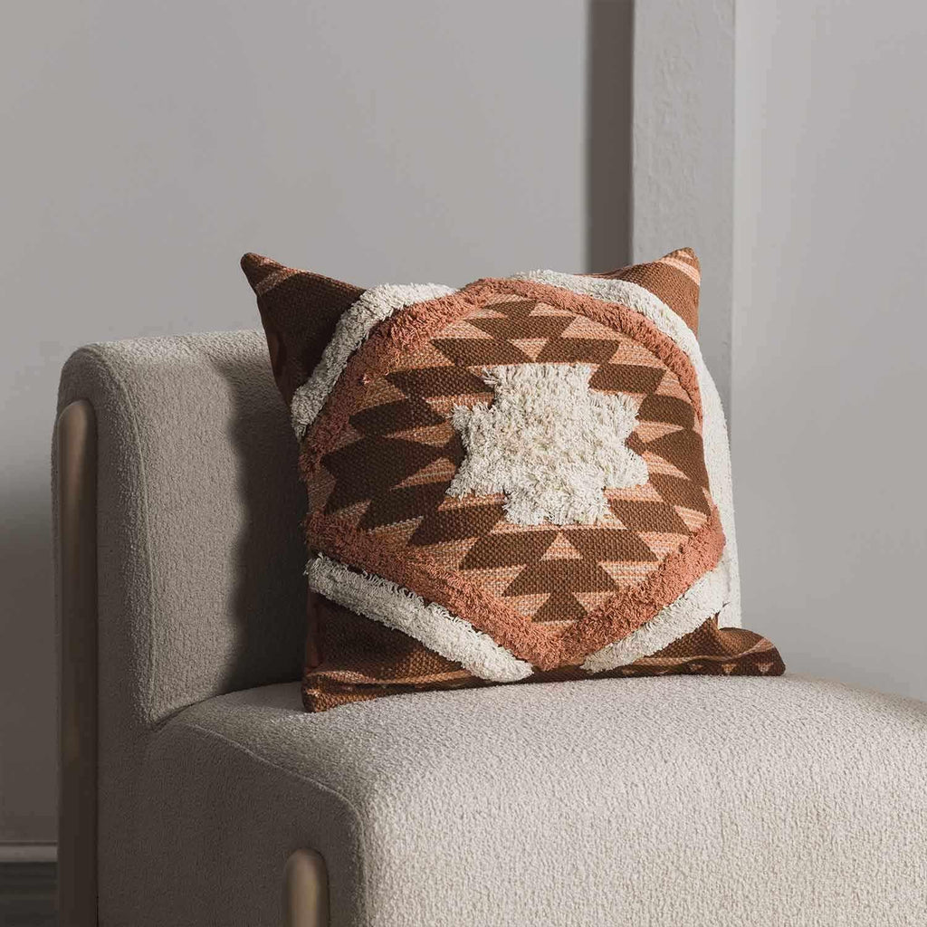 Lumbar Boho Beige Cushion Cover — 20" - View 3
