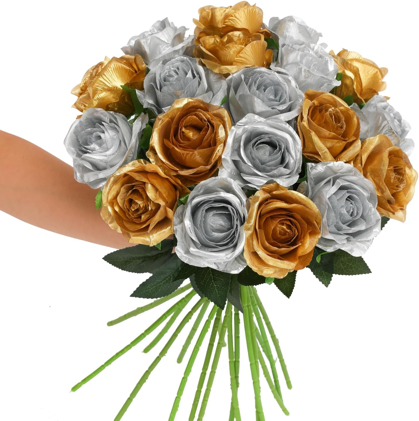 Black Artificial Flowers — Gold & Silver