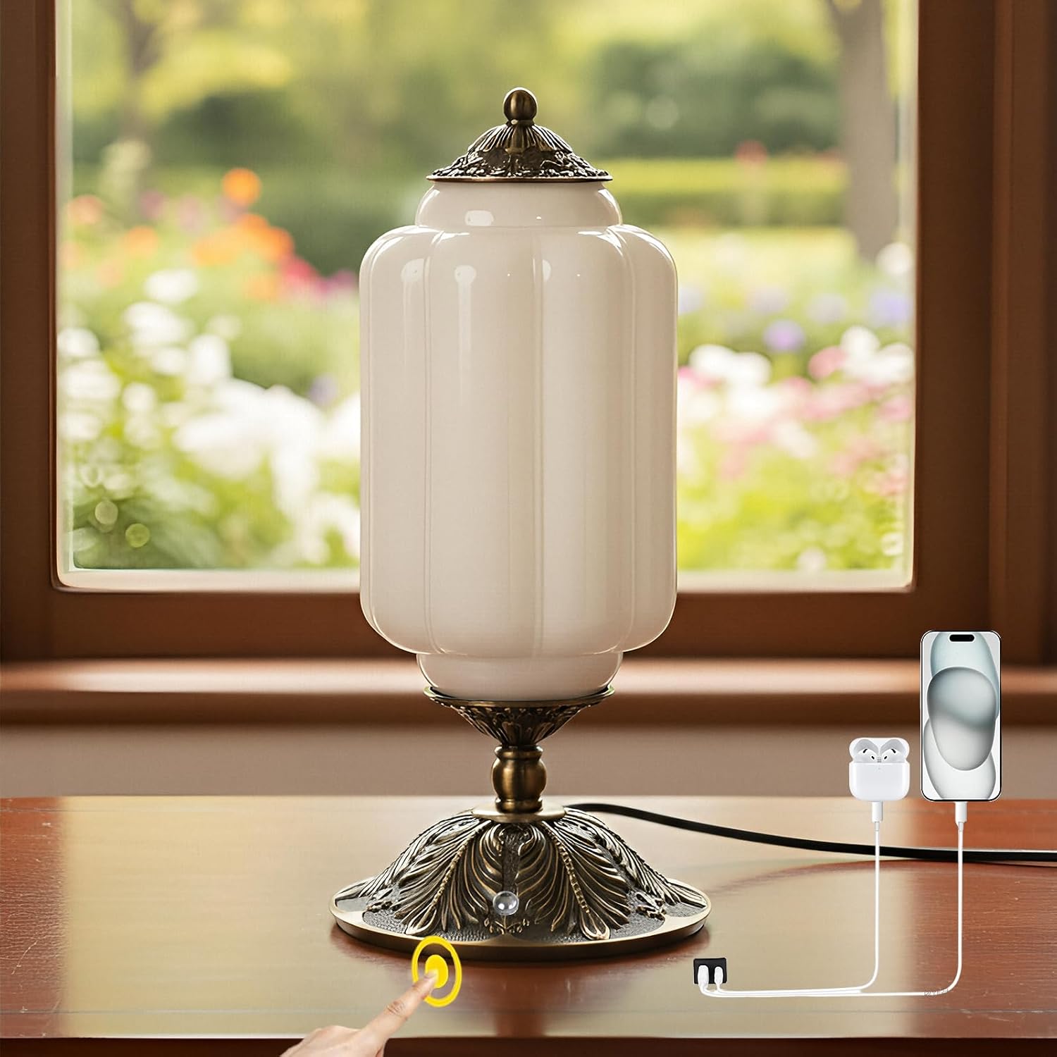 Dimmable Green Desk Lamp — Vintage white