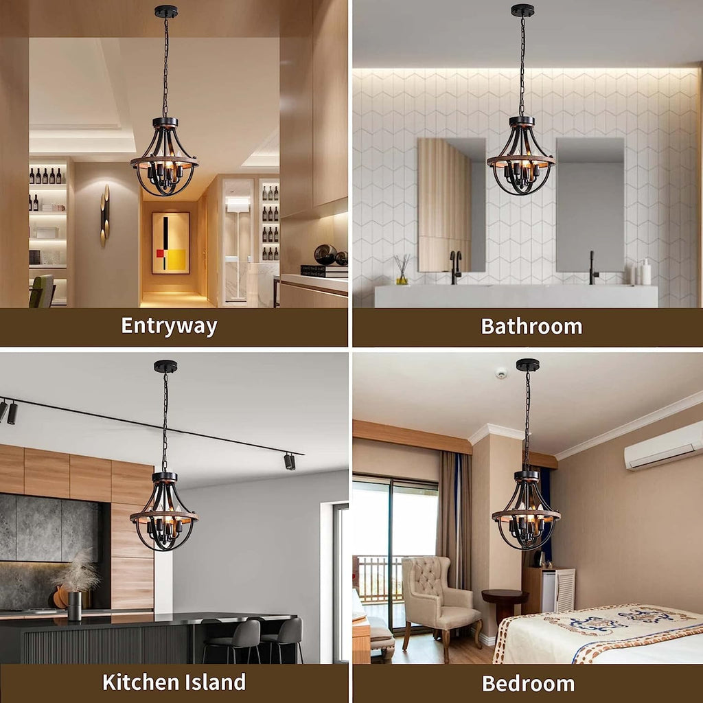 Vintage Farmhouse Black Chandelier — 4-Light - View 7