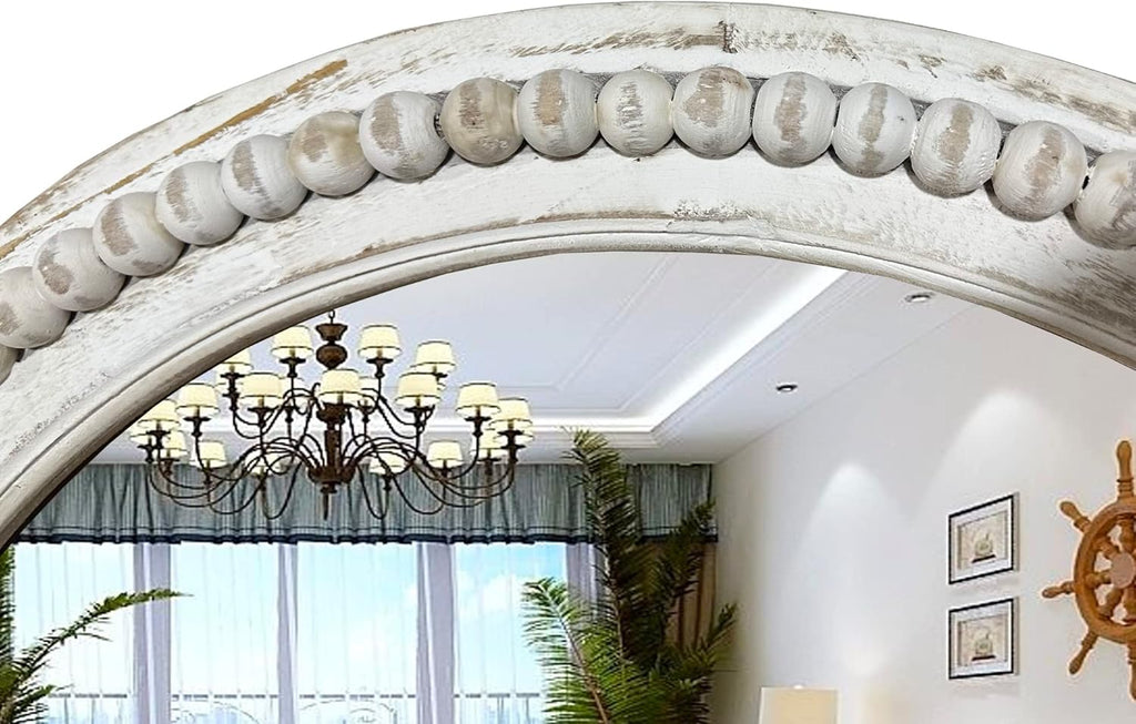 Round Farmhouse Wood Mirror — 24" - View 4