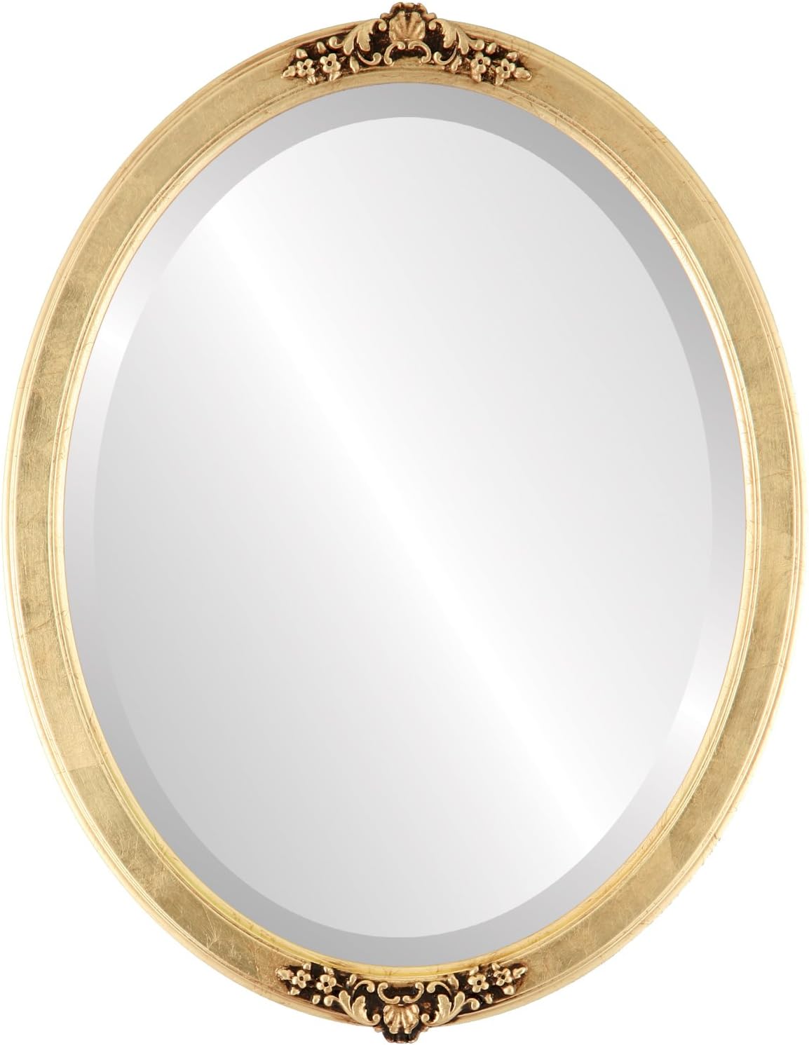 Beveled Luxe Beige Wall Mirror — 26" — Gold Leaf