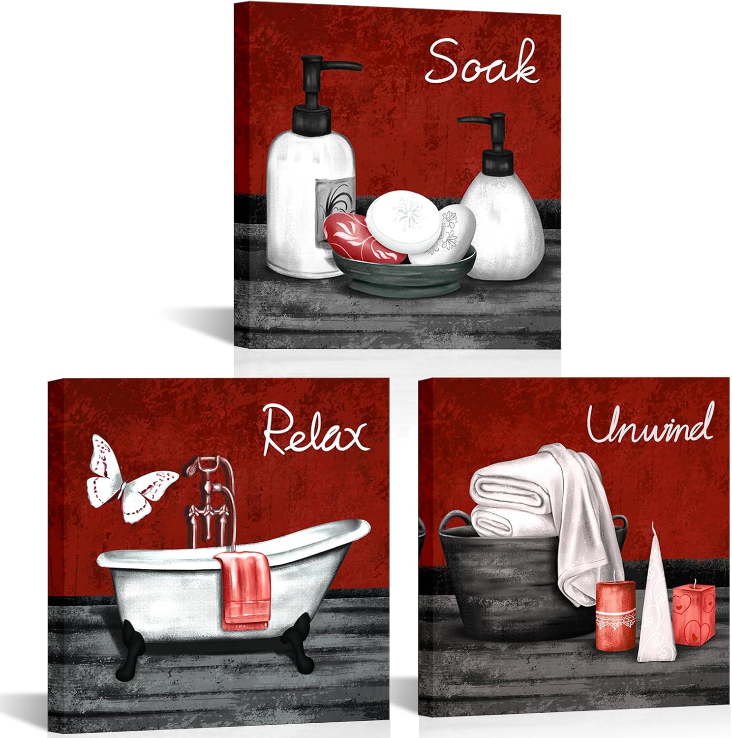 Framed Beige Wall Art — Red