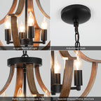 Vintage Farmhouse Black Chandelier — 4-Light - View 9