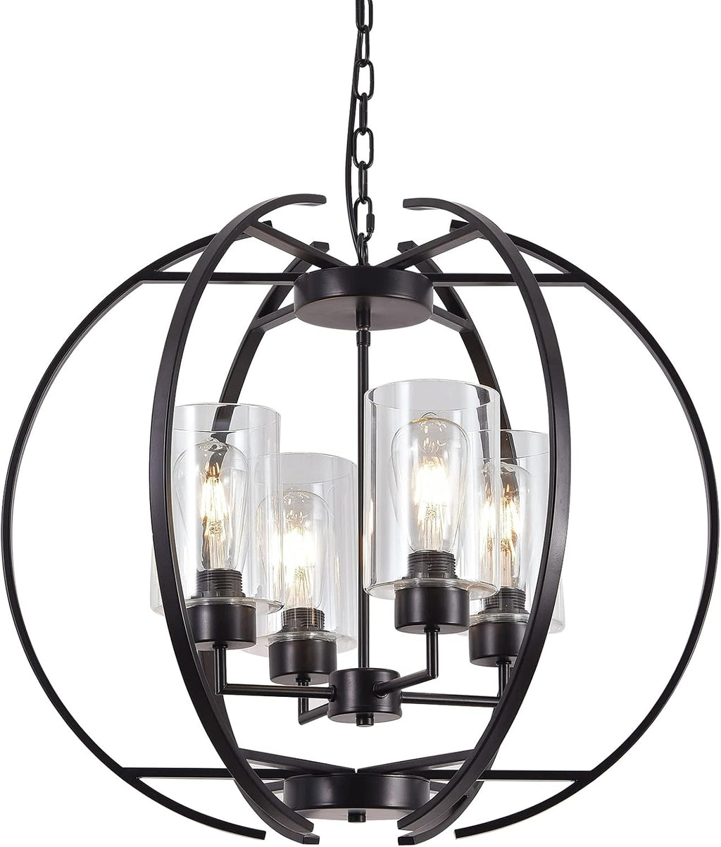 Farmhouse Black Chandelier — 4-Light - View 7