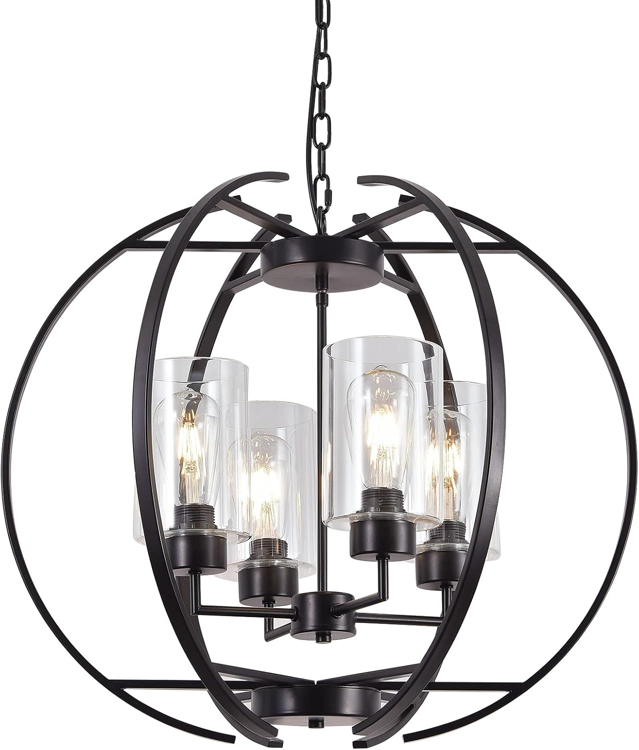 Farmhouse Black Chandelier — 4-Light - View 7