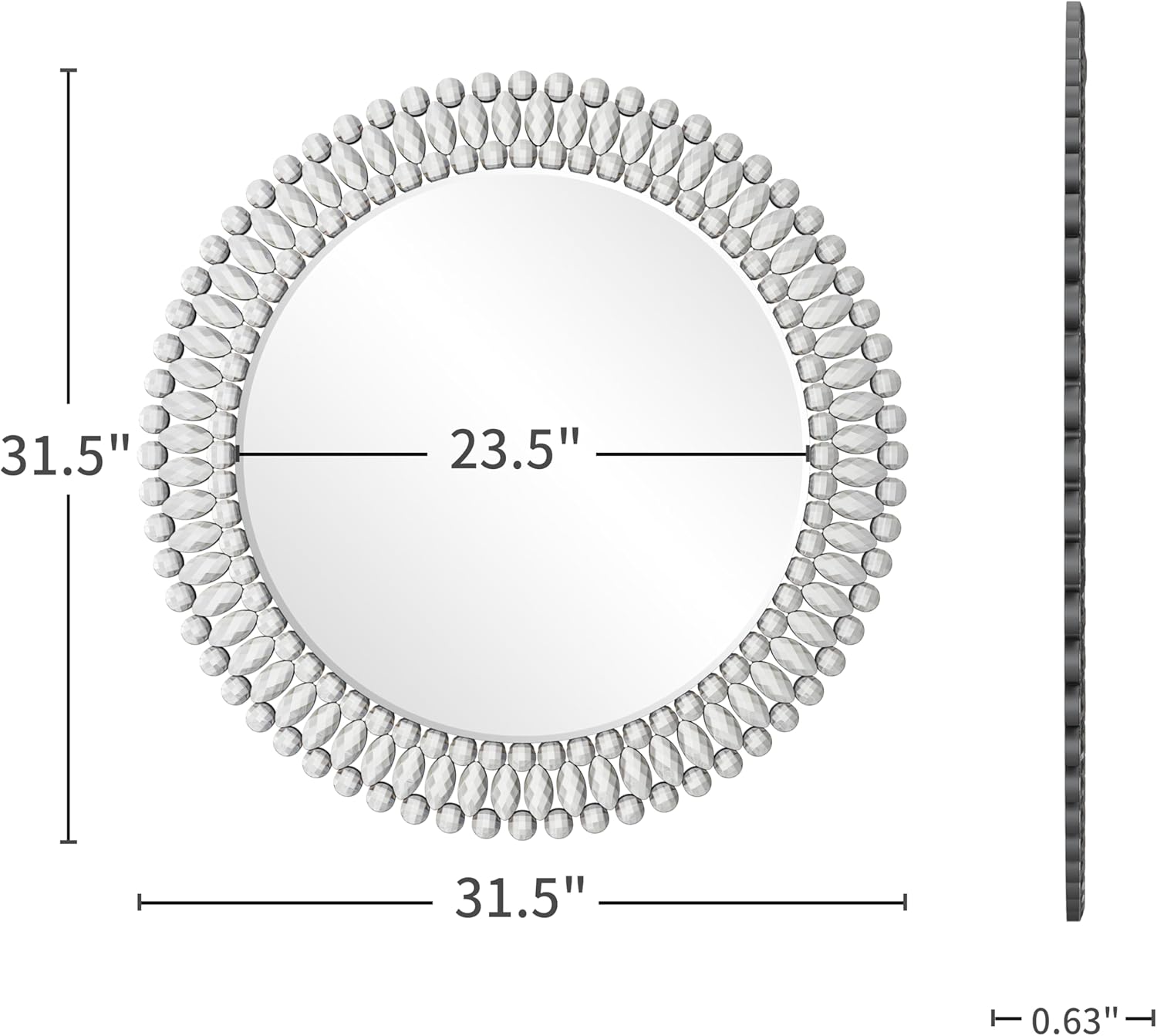 Beveled Luxe Silver Wall Mirror — 32" - View 3