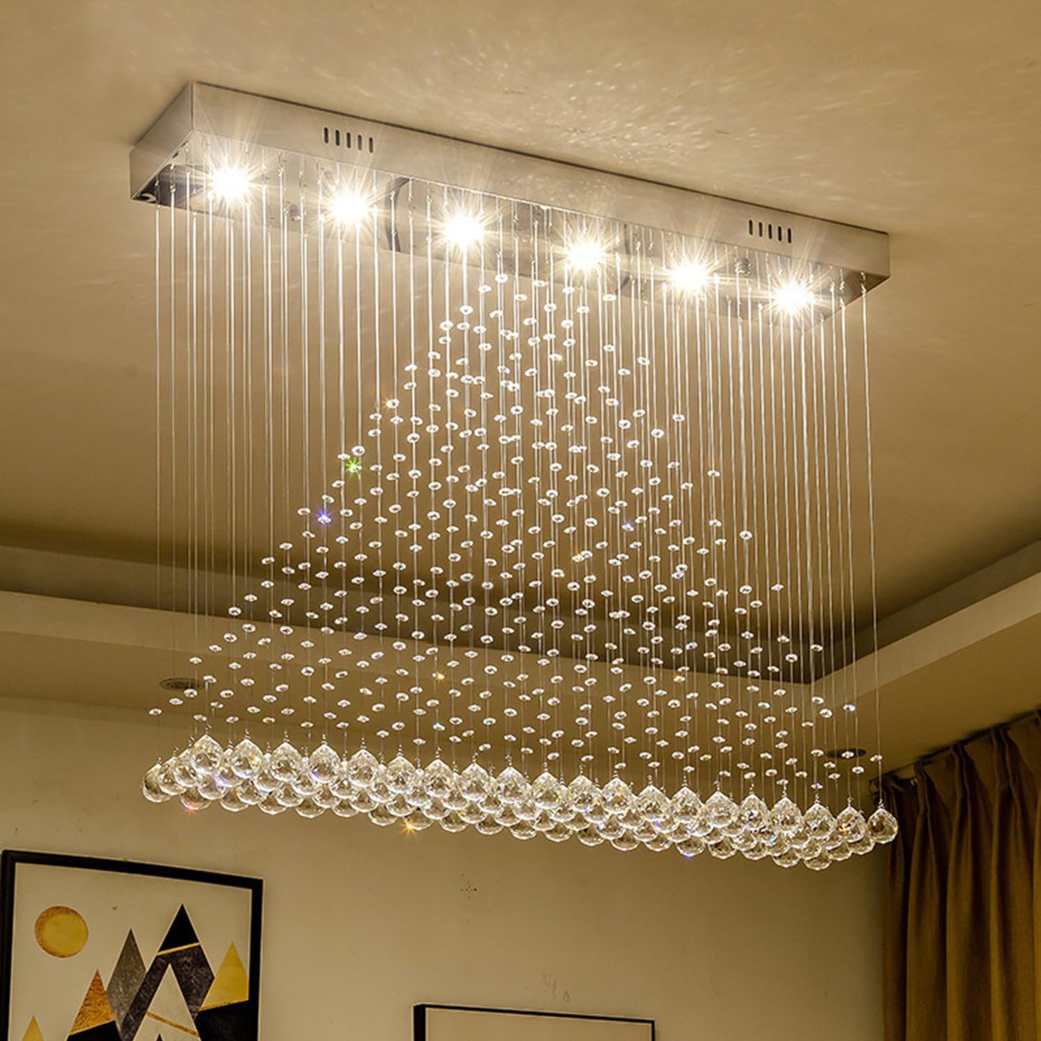 Rectangular Luxe Gold Chandelier — 23.6" — 04-Silver L32" x W8" x H40"