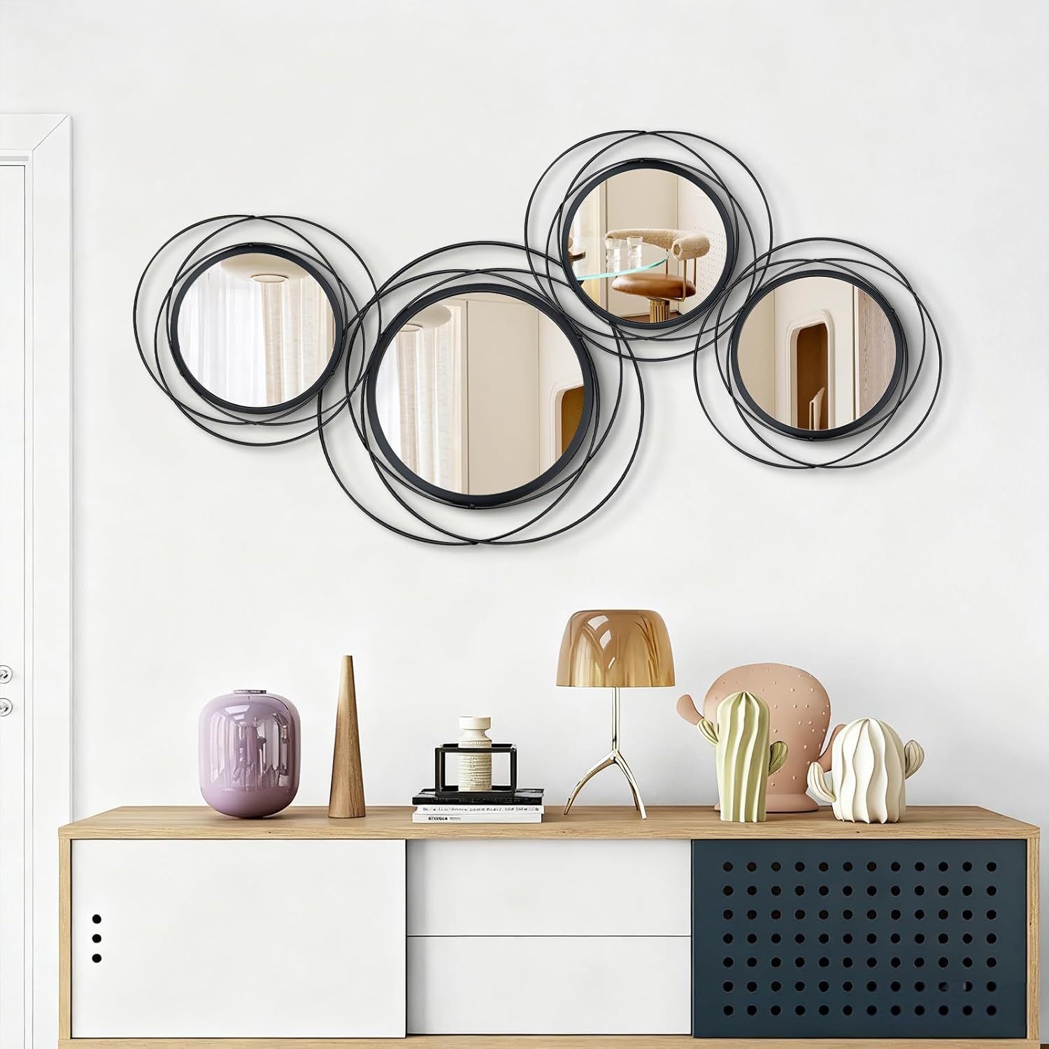 Boho Black Round Mirror - View 5