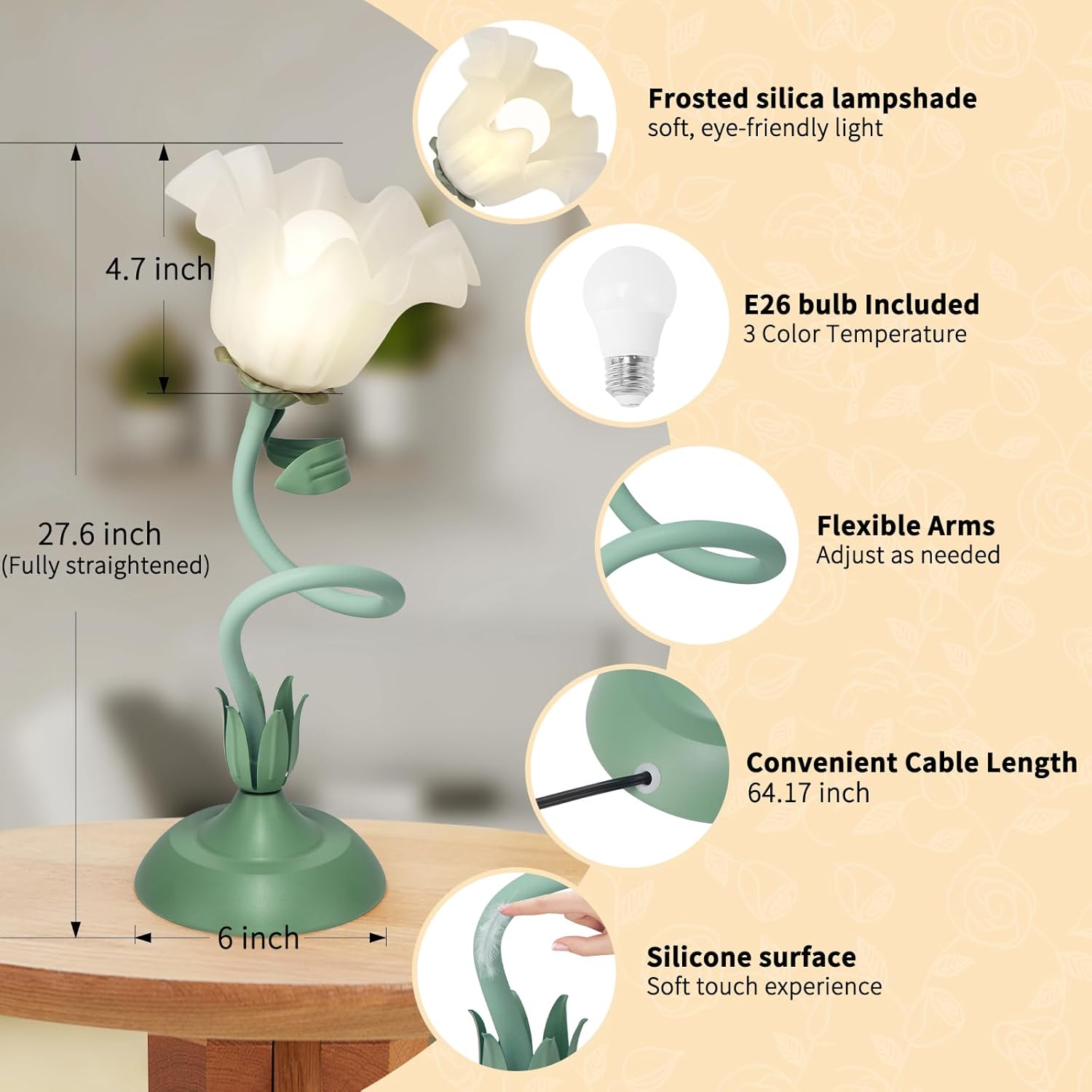 Vintage Green Bedside Lamp - View 4